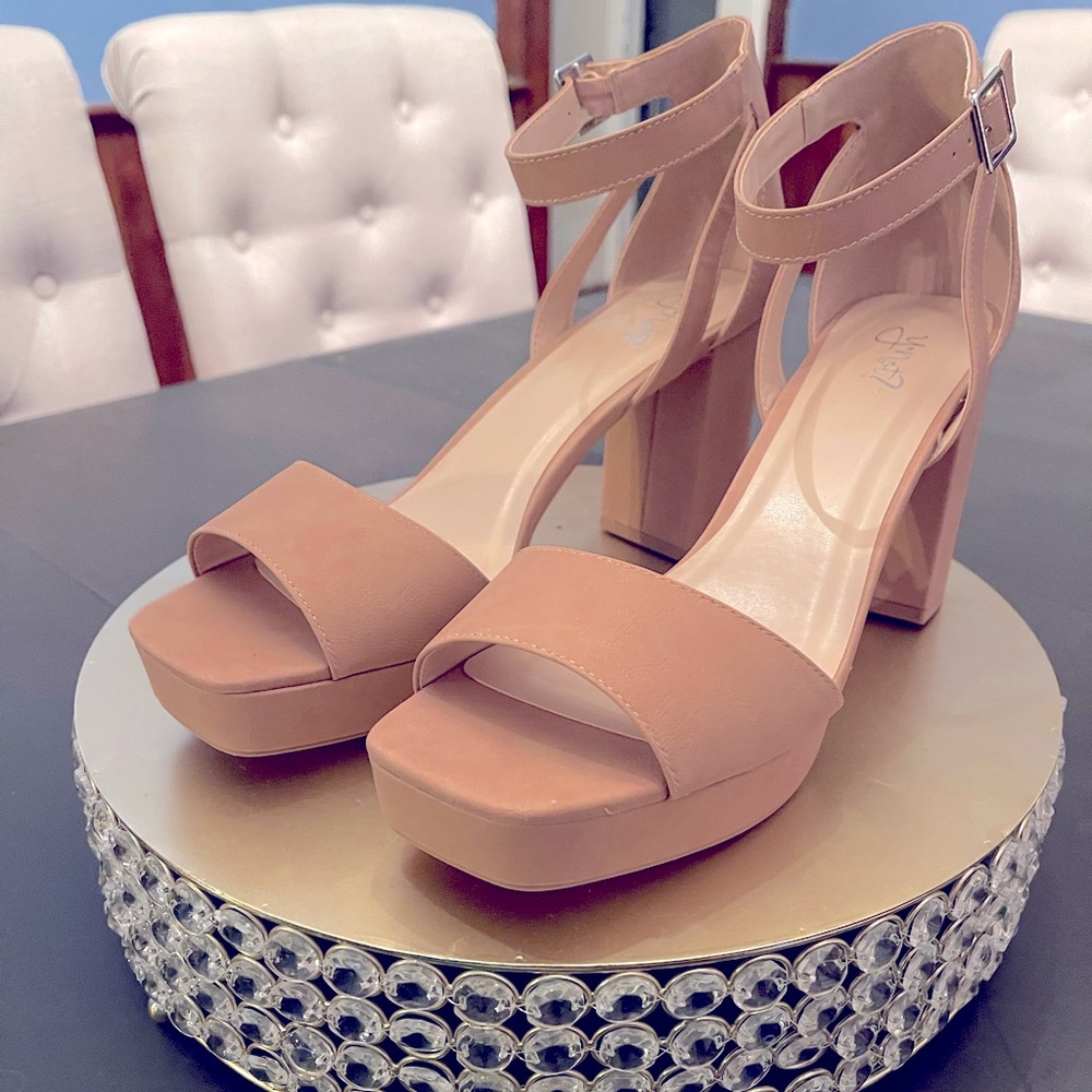 Beige Platform 2.5 inch Heel